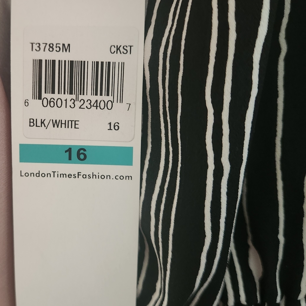London Times Jumpsuit Black/White (Size 16) NWT - Picture 11 of 13